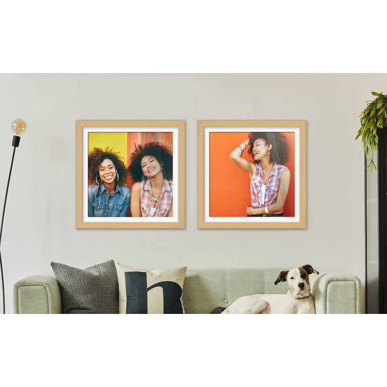 6x6 Natural Frame Matted for 6x6 Picture or 9x9 Art Poster Without Photo  Mat - Display Your 6 x 6