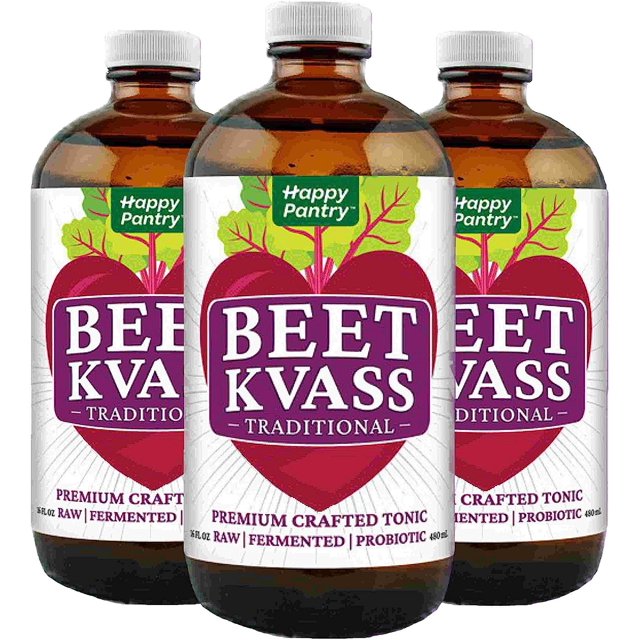 Traditional Beet Kvass Tonic, 48oz (3 x 16oz Glass Amber Bottles) Beet