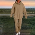 thumbnail image 2 of RPVATI Two Piece Set for Women Sweatsuits Lounge Fall Long Sleeve Hooded Sweatshirt Wide Leg Baggy Sweatpants Casual Petite Jogger Tracksuit Camel XXL, 2 of 5