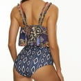 thumbnail image 4 of Two Piece Swimsuits for Women Ruffled Flounce Swimsuit Ruched High Waisted Swimwear Ethnic Print Bathing Suit Bikini, 4 of 4