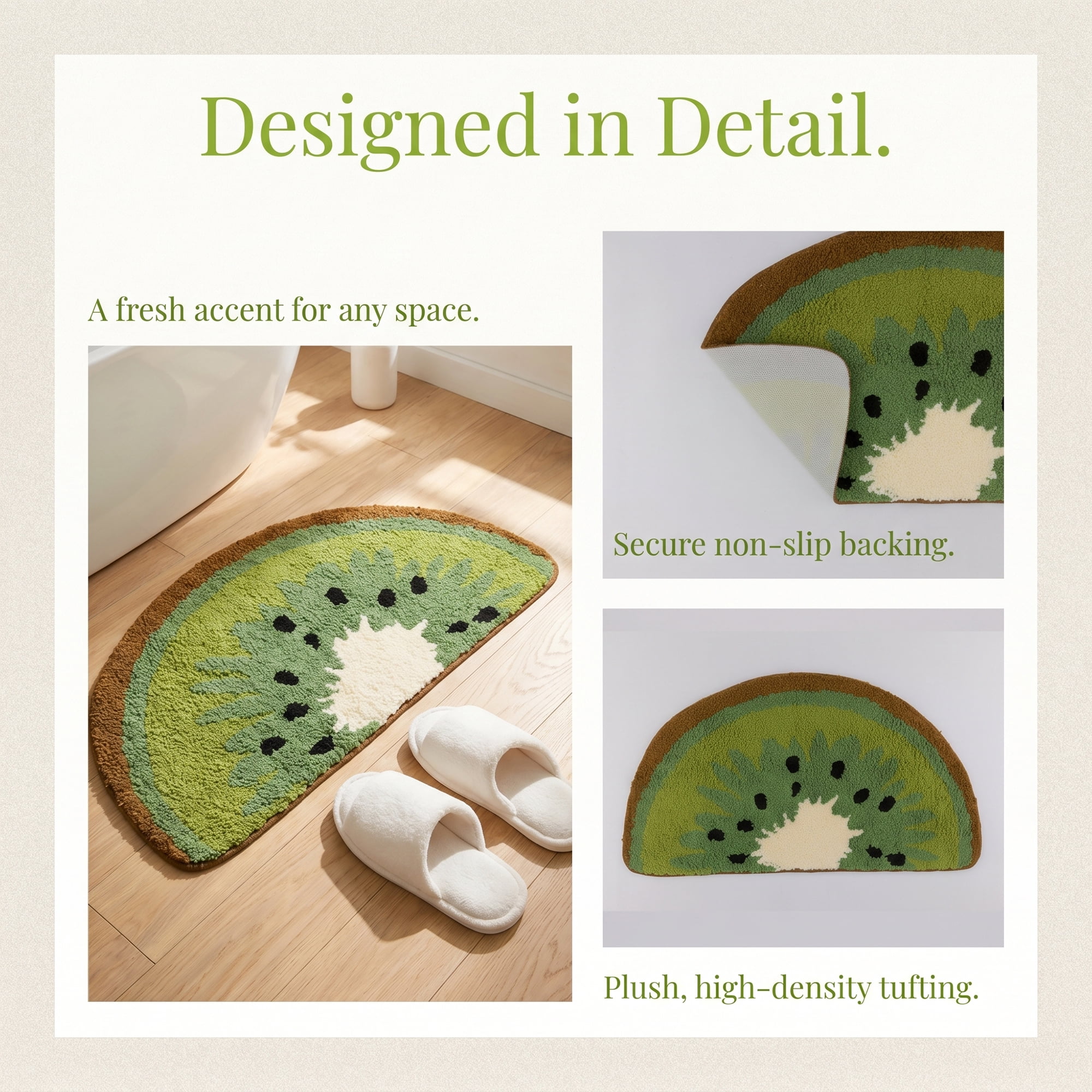 Unique Bargains Printed Faux Fur Bathroom Rug Soft Absorbent Plush Mat Green 32" x 18"