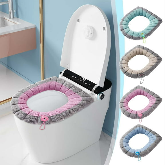 YOTQUSKI Toilet Seat Covers Elongated, Plush Winter Season Thickening Warm Cushioned, Washable & Reusable Flexible and Stretchy, Universal Toilet Types Easy to Install 16.54*14.57 in
