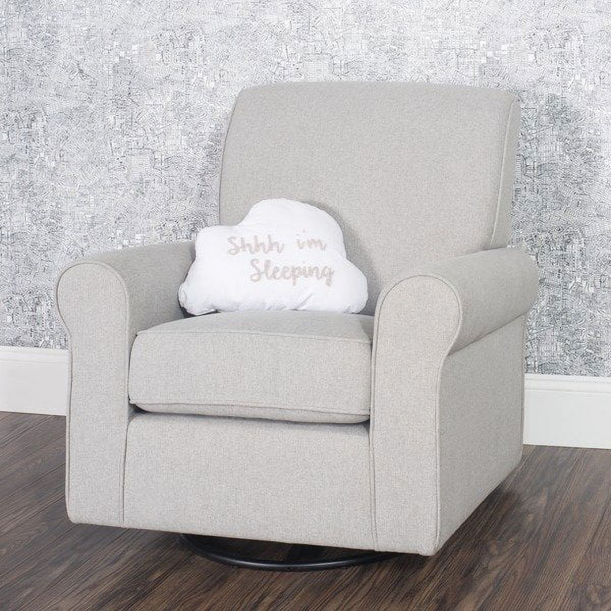 Serene Upholstered Swivel Glider Rocker Chair in Flecked Gray by Forever Eclectic - image 4 of 6