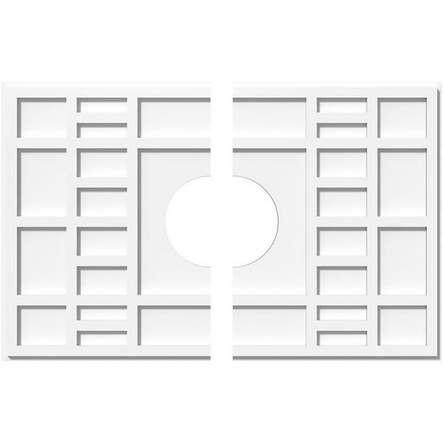 Ekena Millwork CMP32X21BX2-07000 7 in. ID x 11 in. Rectangle Beaux Architectural Grade PVC Contemporary Ceiling Medallion - 2 Piece