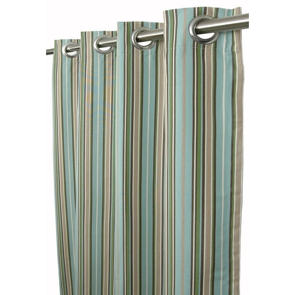 Sunbrella Foster Spring Cilantro Indoor/Outdoor Curtain Panel by Sweet Summer Living, 50" x 120" with Stainless Steel Grommets