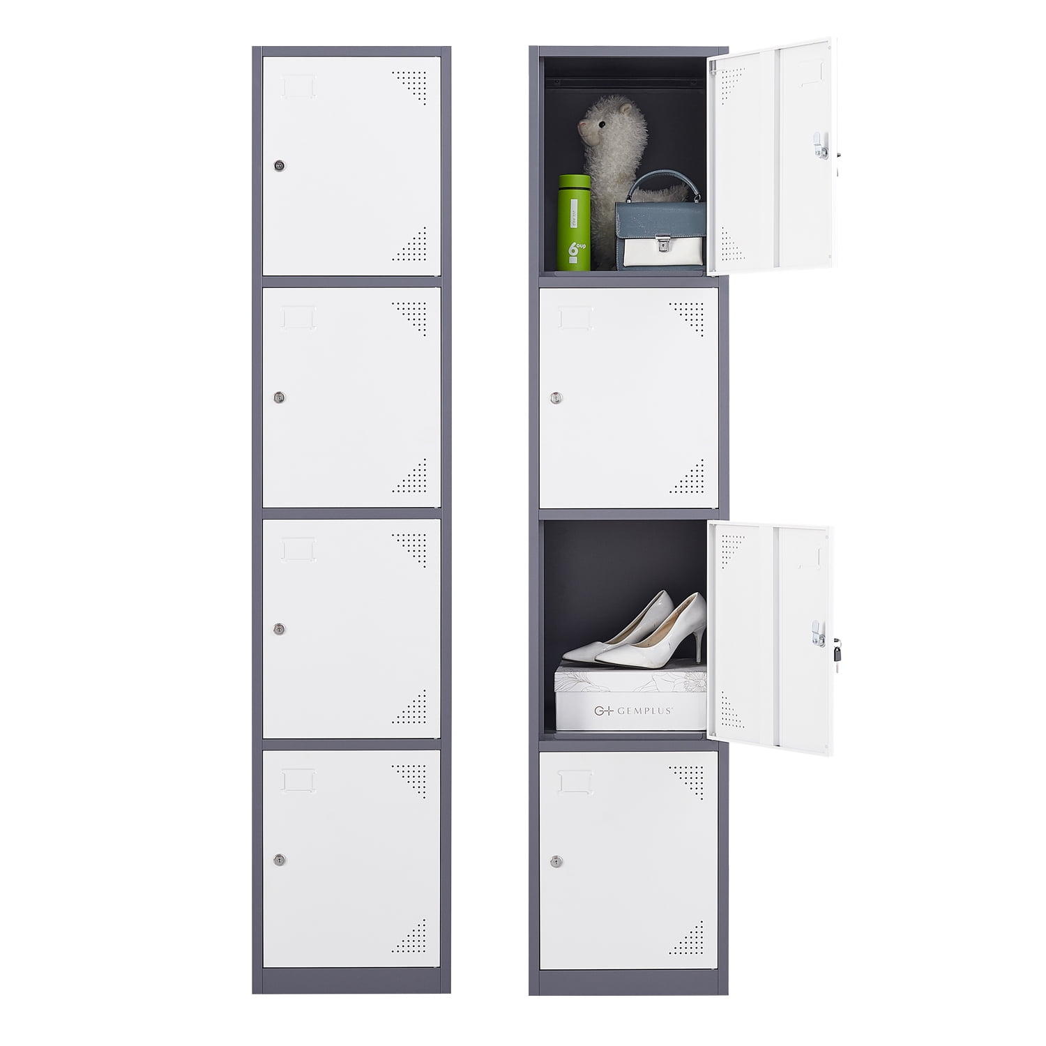Gray Double Tier Locker 78H Overall 12x15x36 2 Door Ready To Assemble 