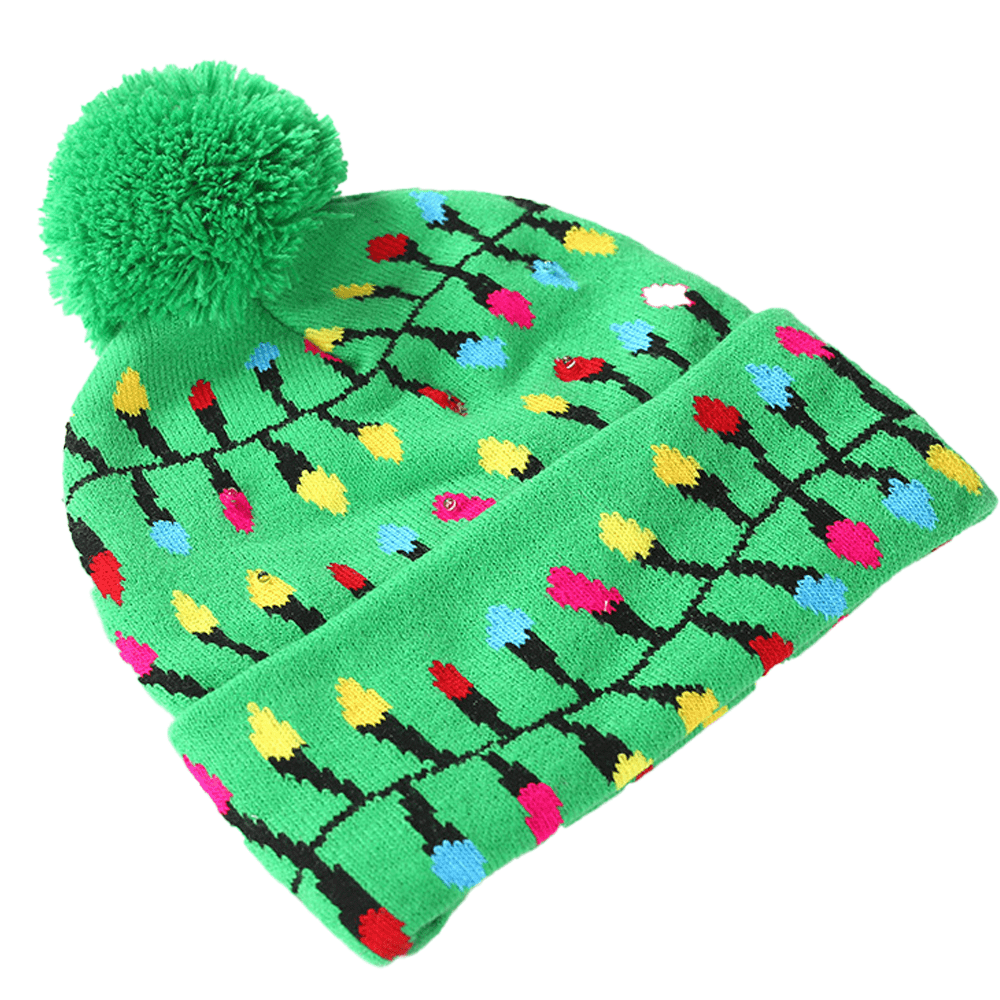 Christmas LED Knitted Light Up Hat Unisex Winter Beanie Sweater Cap