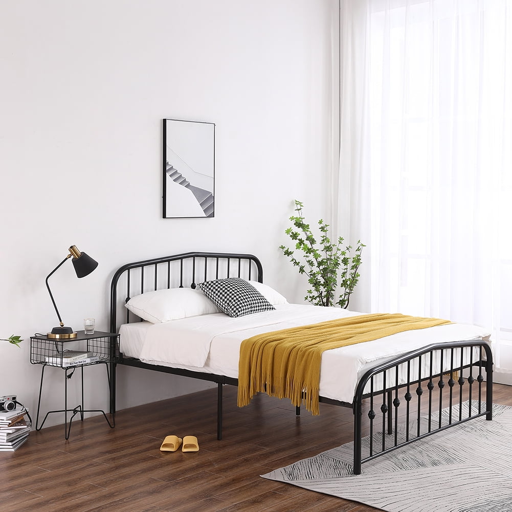 Kepooman Modern Design Single-Layer Iron Curved Frame Bed Vertical Pipe Ball with Black, 63.80"L x 25.20"W x 5.31"H, Queen Kepooman Modern Design Single-Layer Iron Curved Frame Bed Vertical Pipe Ball with Black, 63.80"L x 25.20"W x 5.31"H, Queen
