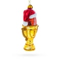thumbnail image 2 of Football Trophy in Santa Hat Glass Christmas Ornament, 2 of 4