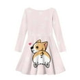 thumbnail image 5 of Suhoaziia Pink Winter Dresses for Kids Girls Size 5-6 Years Cartoon Kitten Print A-Line Dress Elastic Round Neck Playwear Winter School Preppy Jumpskirt with Sleeves, 5 of 7