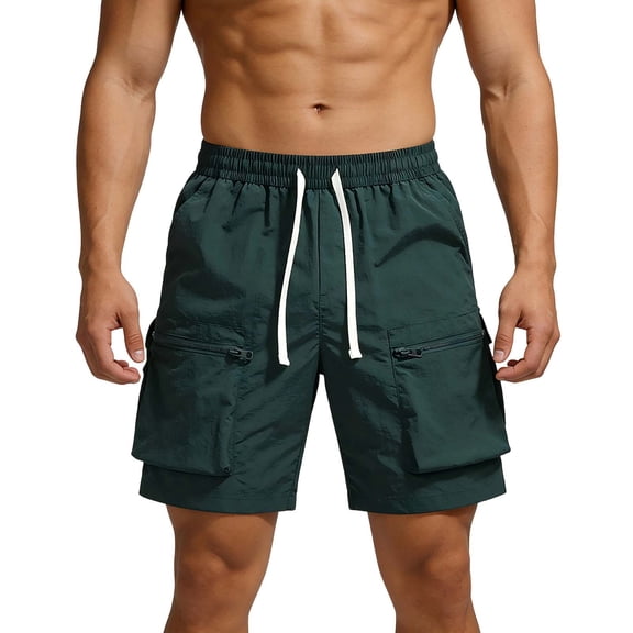 Plus Size Cargo Shorts for Men 2026 Summer Lightweight Quick Dry Shorts with Pockets Straight Leg Hiking Shorts Sportwear,Green-a,M