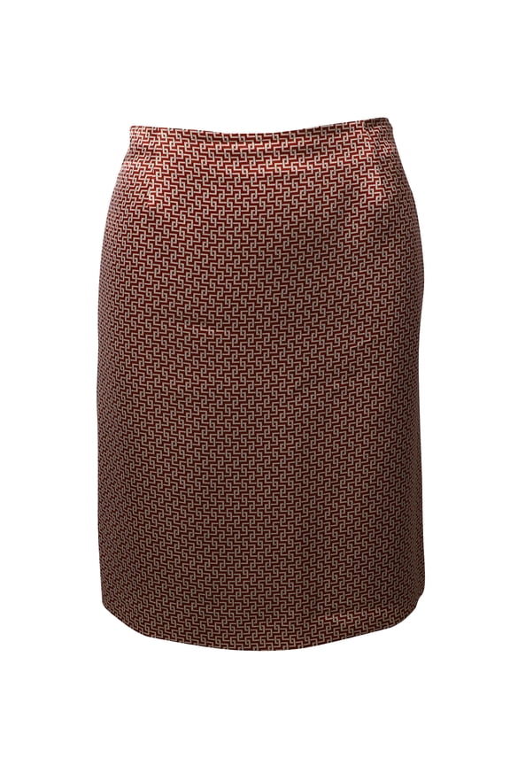 Pre-Owned Etro Geometric Print Knee Length Skirt in Multicolor Silk