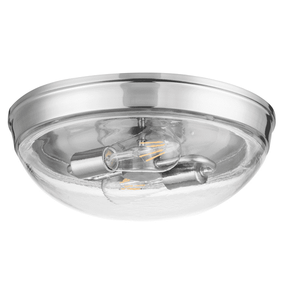 Prominence Home Madelyn 13" Brushed Nickel Flush Mount Light with Round Clear Glass Shade