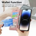 thumbnail image 2 of Allytechgroup for iPhone 16 Pro Case with Cards Holder, RFID Blocking PU Leather Wallet Case Support Wireless Charging Shockproof Full Body Protective for iPhone 16 Pro, Pink, 2 of 10