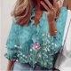 thumbnail image 2 of Mujeres Casual Manga completa Cuello en V Tops Camisas sueltas Blusa Tops estampados Pompotops FGAJ13958, 2 of 5
