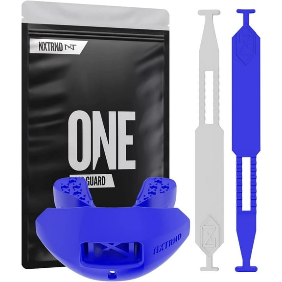 NXTRND One Football Mouth Guard, Sport Mouth Guard for Youth & Adult, with 2 Straps, Royal Blue