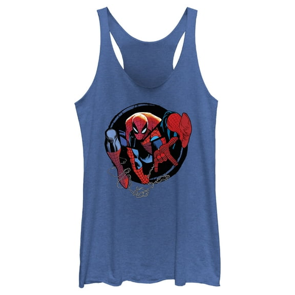 Women's Spider-Man: Beyond Amazing Web Slinger Circle Racerback Tank Top Royal Blue Heather Large