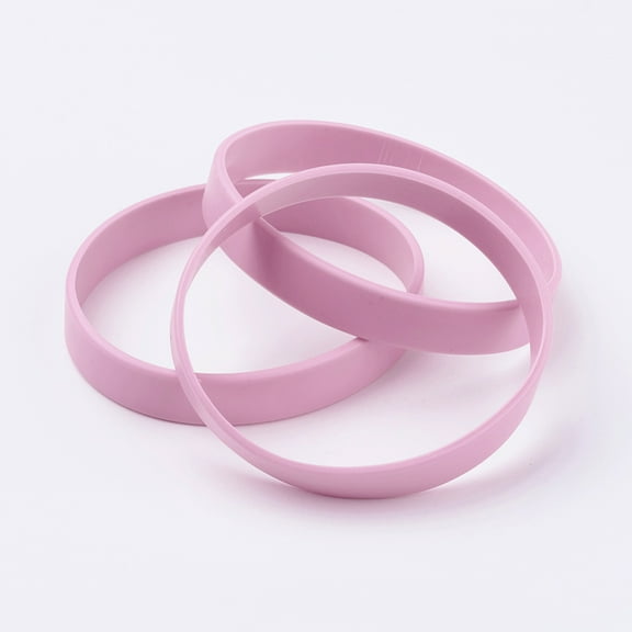 12pcs Silicone Wristbands Bracelets Cord Bracelets Pink 2-1/2 inch(63mm) 12x2mm