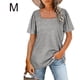 thumbnail image 5 of Camiseta de algodón Jumpingount Cuello cuadrado para mujer Gris METRO, 5 of 6