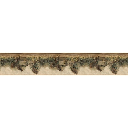 Chesapeake Pinecone Collage Multicolor Patchwork Border Prepasted Easy Walls Border, 6-in by 15-ft, 7.5 sq. ft.
