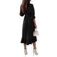 thumbnail image 3 of Xuanfei Women V Neck Tie Waist Long Sleeve High-Low Ruffle Hem Midi Dress, 3 of 5