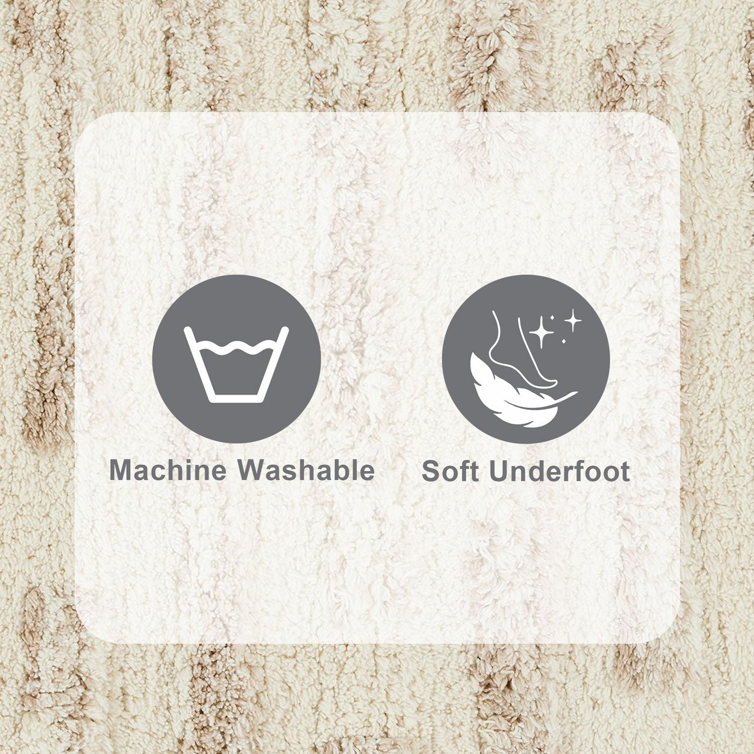 Ensemble de tapis de bain touffeté 2 pièces beige calcaire Hi Low hometrends