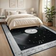 thumbnail image 3 of ODIKA 8'x10' Washable Area Rug Music Vinyl Note Record Album Disc Motif Border Round Cd Themed for Living Room, Under Sectional, Family , Durable, Non-Slip, 3 of 7