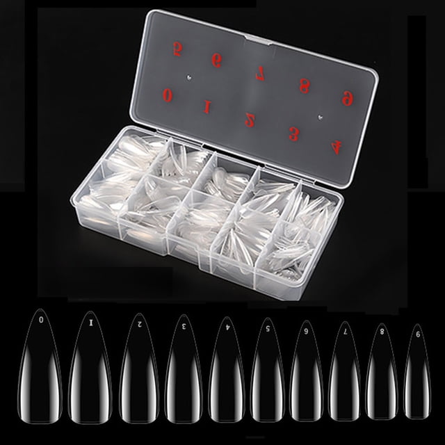Graflsoa 500-Piece Ultra-Thin Clear Acrylic Nail Tips, Pointed Style, Transparent (H095-7)