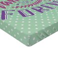 thumbnail image 2 of Ambesonne Retro Fitted Sheet, Polka Dots Family Words, Twin Size, Purple Violet Mint Green, 2 of 3