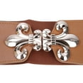thumbnail image 2 of Premium Gold Fleur de lis Buckle Wide Elastic Stretch Waist Belt Waistband, 2 of 3