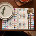 thumbnail image 5 of Boho Chic Rustic Tribal Style Flax Placemats Set of 4, 12x18 Inch Vintage Nordic Artistic Ethnic Patterns, Washable Earthy Style Table Mats for Dining Room, 5 of 6
