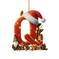 Moocorvic Acrylic Christmas 26 Initial Letter Ornaments, Xmas Decorations Pendant Hanging DIY Craft Ornaments(Q)