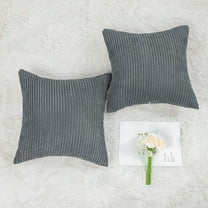 PiccoCasa Striped Decorative Throw Pillow Covers, Striped Cushion Covers, Sofa Pillow Covers Corduroy Striped Dark Gray 18x18 Inch