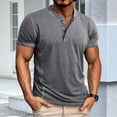 thumbnail image 4 of Camisetas de Corta para Hombre, Camisetas Informales de Algodón Estilo Henley, Camisetas Básicas de Verano Gris XXL, 4 of 6