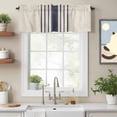 thumbnail image 2 of Midnight Blue Striped Kitchen Curtain Valances for Windows Farmhouse Short Curtains, Beige Geometric Modern Art Rod Pocket Valance Curtain for Bedroom Cafe Living Room 42"x18", 2 of 8