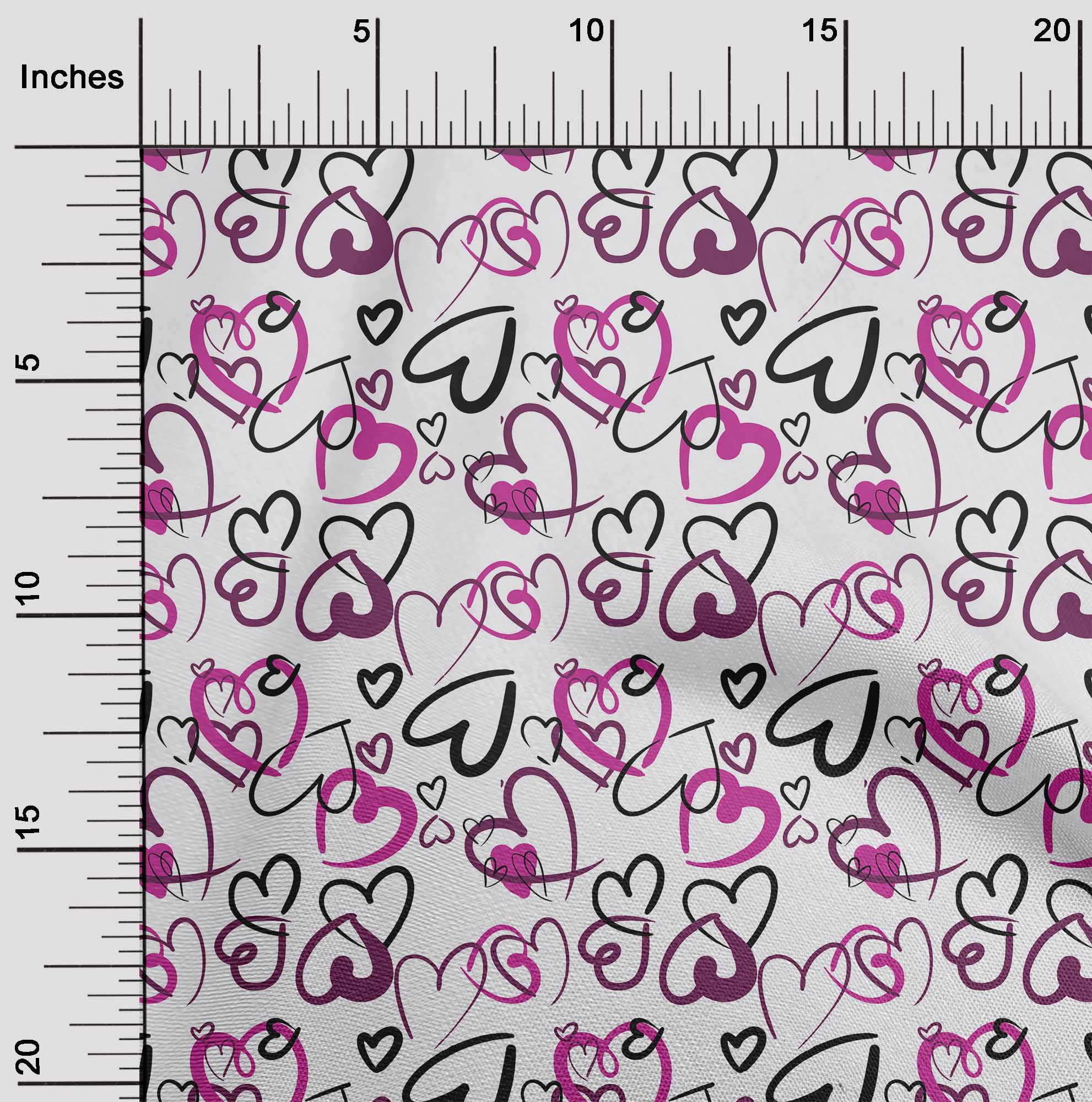 oneOone Cotton Silk Fuschia Pink Fabric Valentine Heart Fabric For Sewing Printed Craft Fabric By The Yard 42 Inch Wide