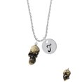 thumbnail image 2 of Delight Jewelry Resin Skull Silvertone Script Initial Disc - T - Charm Necklace, 20"+3", 2 of 4
