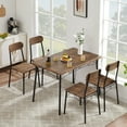 thumbnail image 3 of VECELO 5-Piece Dining Table Set for 4, Wooden Kitchen Table and 4 Chairs for Breakfast Nook, Home, Dinette, Kitchen, Brown, 3 of 10