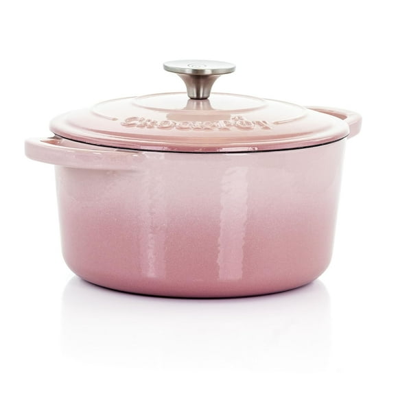Horno holandés Crock-Pot de hierro fundido esmaltado artesanal, 3 litros, rosa rubor