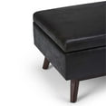 thumbnail image 6 of Owen 34 inch Wide Mid-Century Modern Coffee Table Storage Ottoman in Distressed Black Vegan Leather, 6 of 7