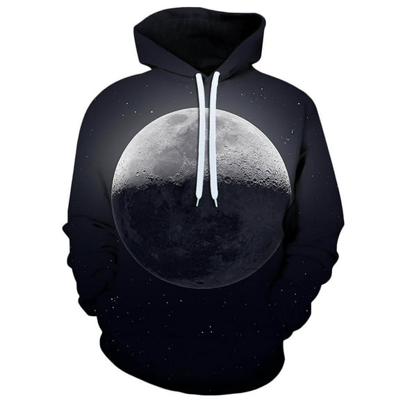 Penkiiy Hoodies for Men Men Fashion Casual Galaxy 3D Digital Printing Pullover Long Sleeve Round Neck Blouse Black y2k Hoodie