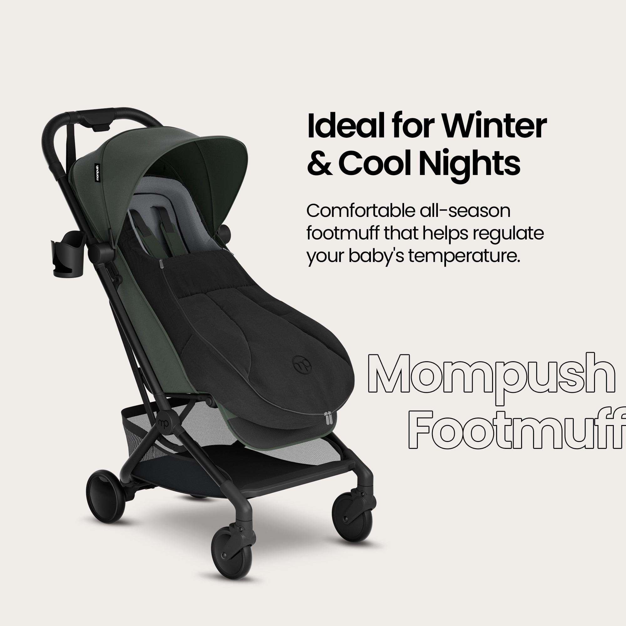 Mompush Baby Stroller Bunting Bags, Cozy Warmth & Temperature Lock, Winter Sleeping Bag with Cover for Baby, Easily Attach to Mompush Stroller Universal