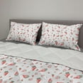 thumbnail image 2 of Strawberry Comforter & Sham Bedding Set, Grunge Pattern with Tropical Fruits Healthy Living Organic Eating, 3 pcs Duvet Set Microfiber Filling Quilt, 5 Sizes, Vermilion Green White, by Ambesonne, 2 of 4
