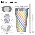 thumbnail image 4 of 16oz Tumblers Colorful Checkerboard Pattern Stainless Steel Vacuum Insulated Double Wall Travel Tumbler Cups Mug with Lid and Straw,Cleaning Brush for Coffee,Tea, 4 of 4