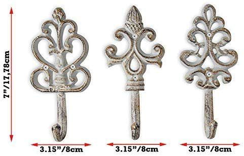 Details about   Cast Iron Metal Coat Hook Antique/Vintage Floral with 3 hooks Shabby Chic 