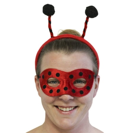 Ladies Halloween Costume Accessory - Ladybug Mask and Bopper Headband (Best Gas Mask For Bug Out Bag)