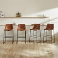 thumbnail image 3 of Spaco Counter Height Bar Stools Set of 2, Chair with Back, 30 inch Armless Industrial Faux Leather Barstools Dining Chairs for Home Island, Brown, 3 of 6