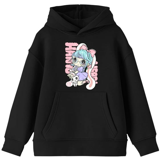 All Purpose Bunny Boys Black Long Sleeve Hooded Sweatshirt - Medium