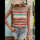 thumbnail image 5 of Camiseta de Verano con Cuello Redondo, Estampado de Rayas y Volantes de Encaje y Mangas para Mujer Caqui L, 5 of 7