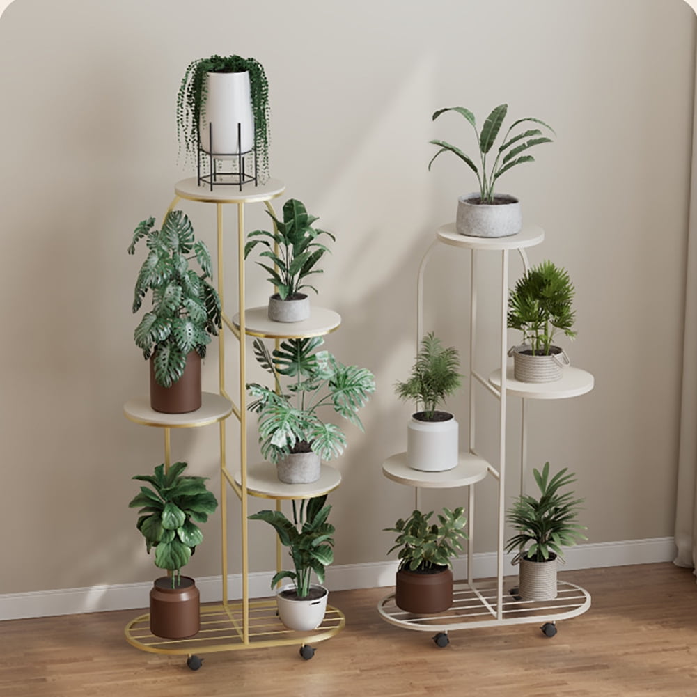 Support De Plantes à 4 étages En Métal Pour L'intérieur Et L'extérieur - Support D'angle Pour 5 Plantes - Support De Fleurs à Plusieurs étages Avec Support De Pot - Étagère à
